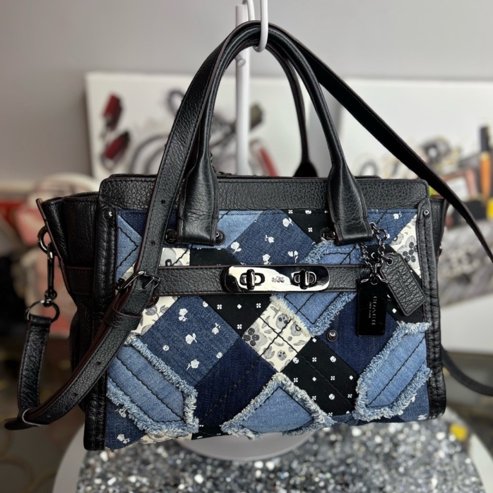 Coach 2016 Swagger 27 Denim Patchwork Leather Tot… - image 1